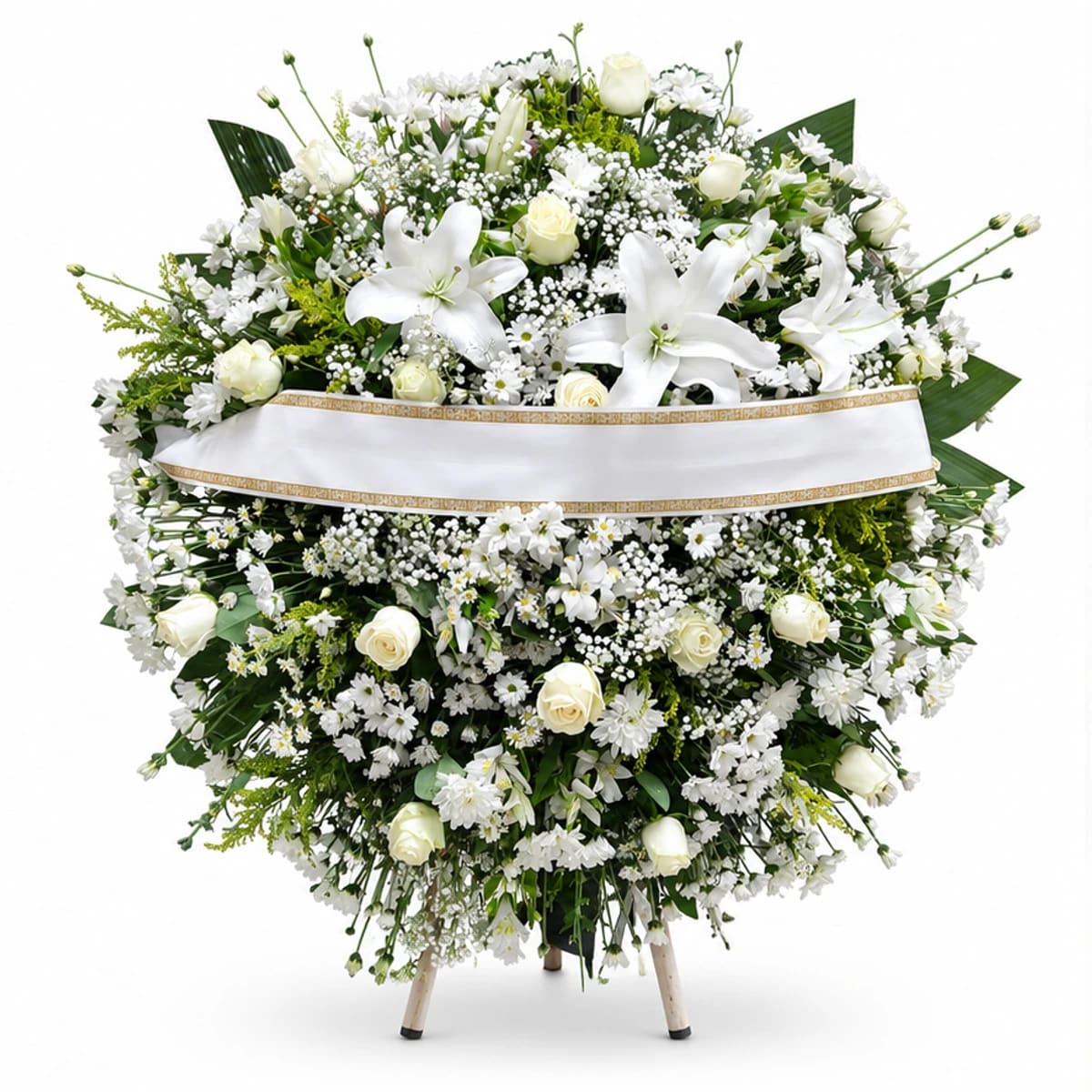 Coroa Fúnebre Grande Branca com Lírios