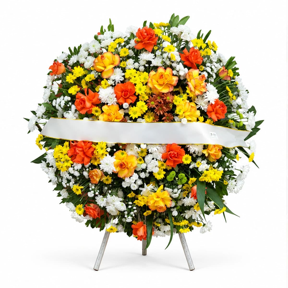 Coroa Fúnebre Média em Tons Amarelos e Laranja