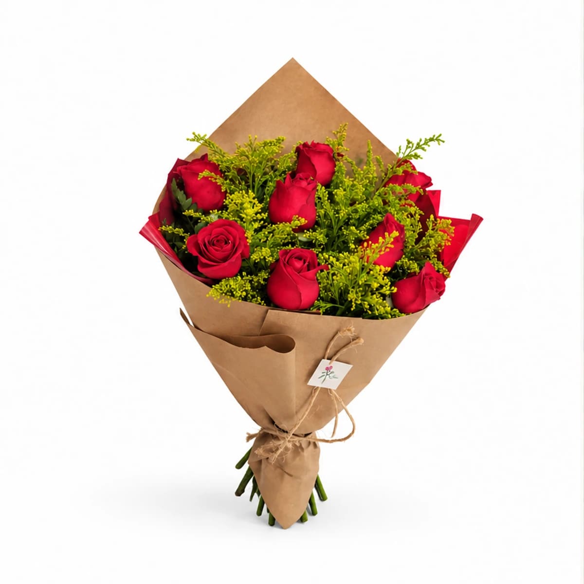 Buquê de Rosas Vermelhas com Verde em Kraft