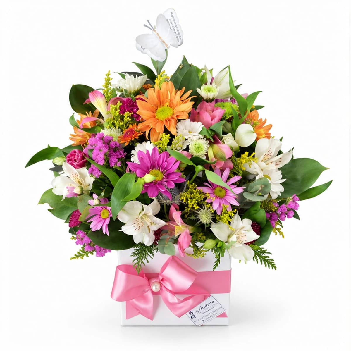 Arranjo de Flores Mistas em Caixa Clara