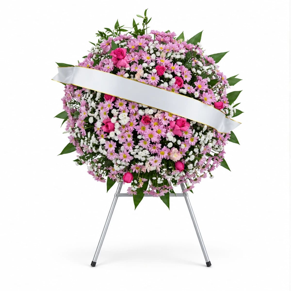 Coroa Fúnebre média em Tons Rosa e Lilás
